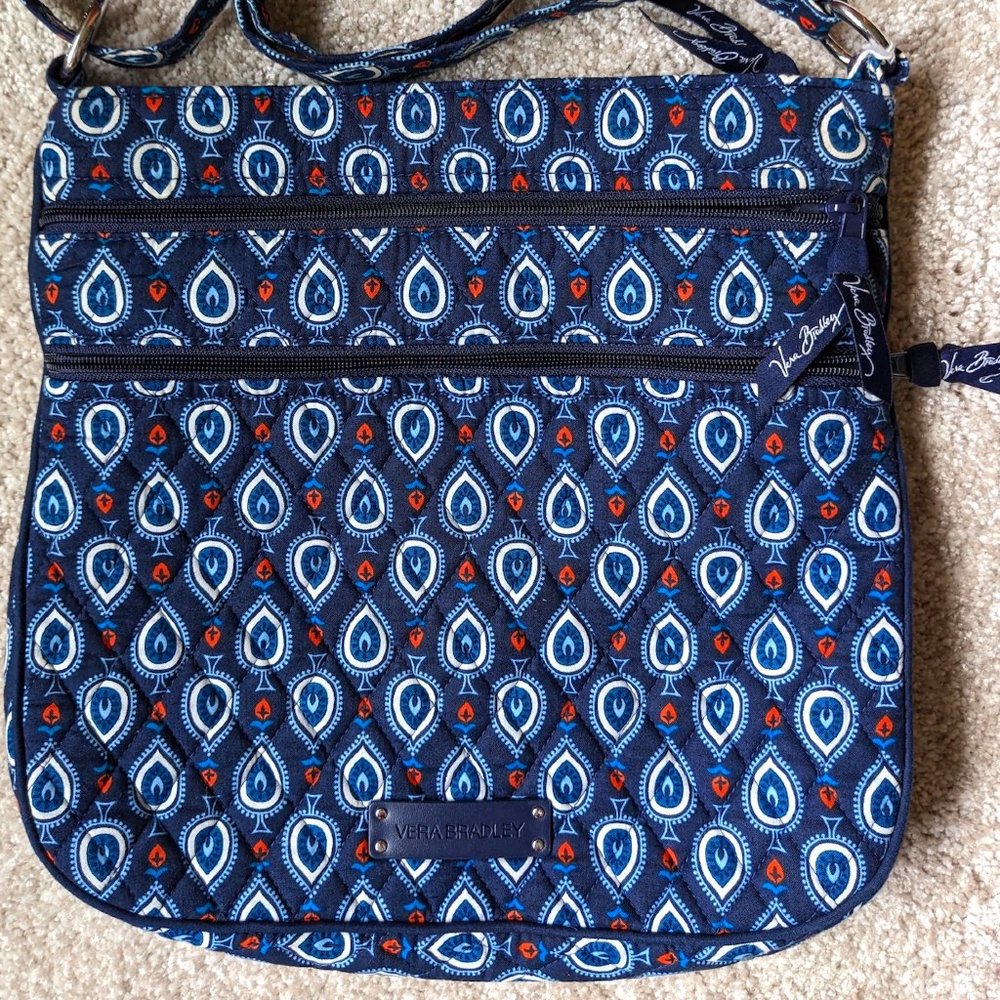 Authentic Vera Bradley Marrakesh Blue Paisley Quilted Tote Bag Purse